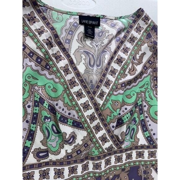 "LANE BRYANT" Stunning Beaded Criss Cross Belted SZ 14/16 Flare Sleeves Gypsy - Picture 6 of 12